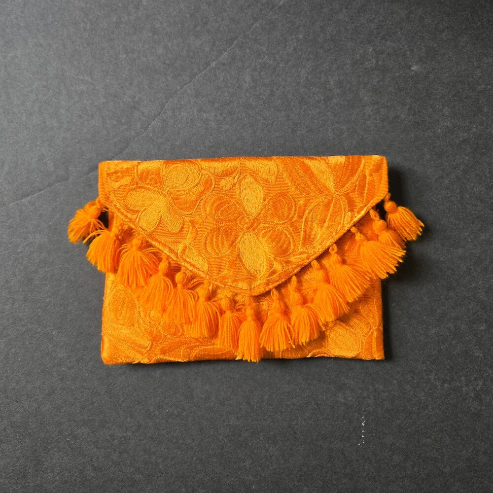 Orange Flower Tapestry Clutch Handbag Never Used
